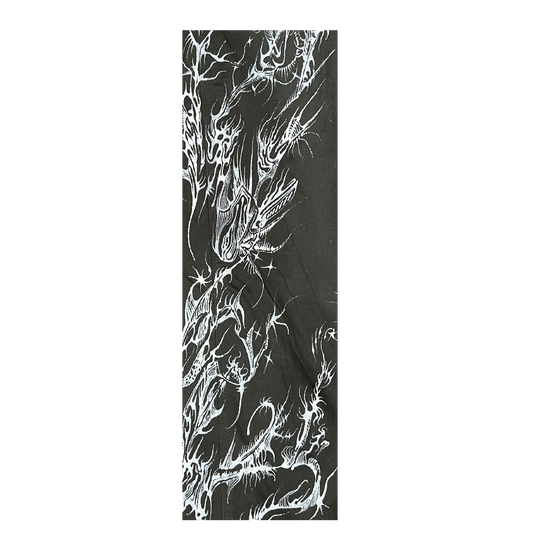 Black and white abstract design on a white background