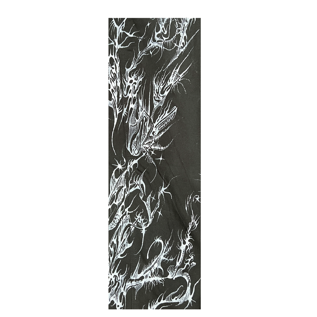 Black and white abstract design on a white background